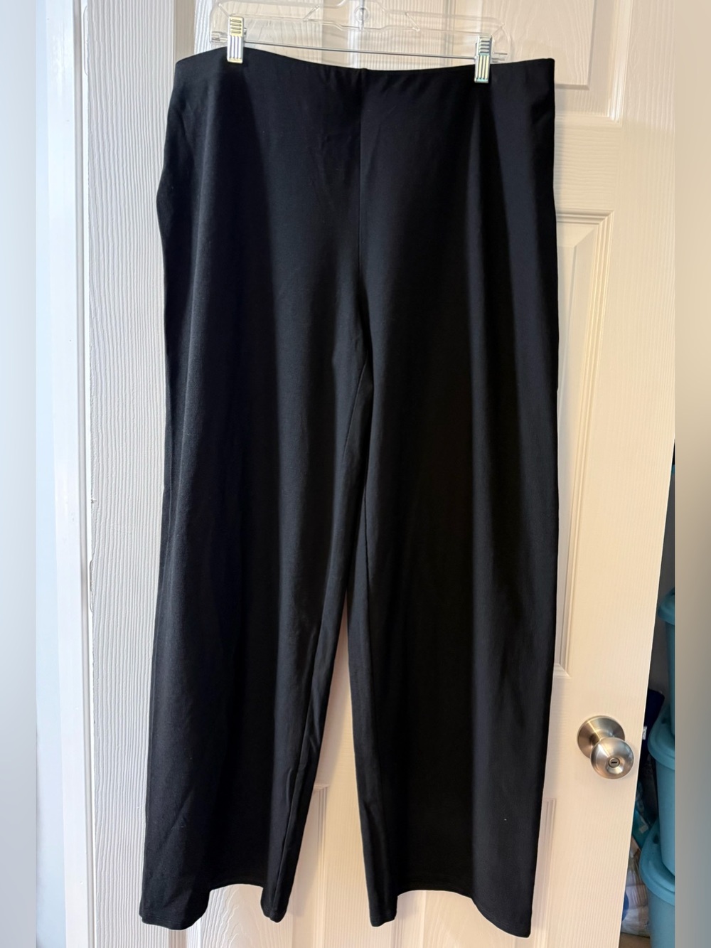 Eileen Fisher Black Wide-Leg Viscose blend Pull-On Pants sz XL